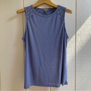 Falls Creek Blue Sleeveless Eyelet Tank Top